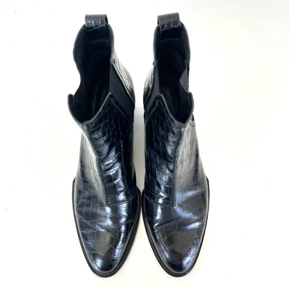 RAG & BONE Walker II Black Croc Embossed Leather Heel Bootie Ankle Boots Sz 41 - Picture 5 of 15